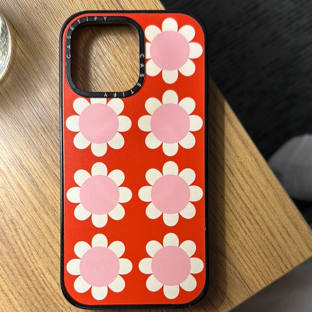 Casetify Red and Pink Floral Embossed Phone Case